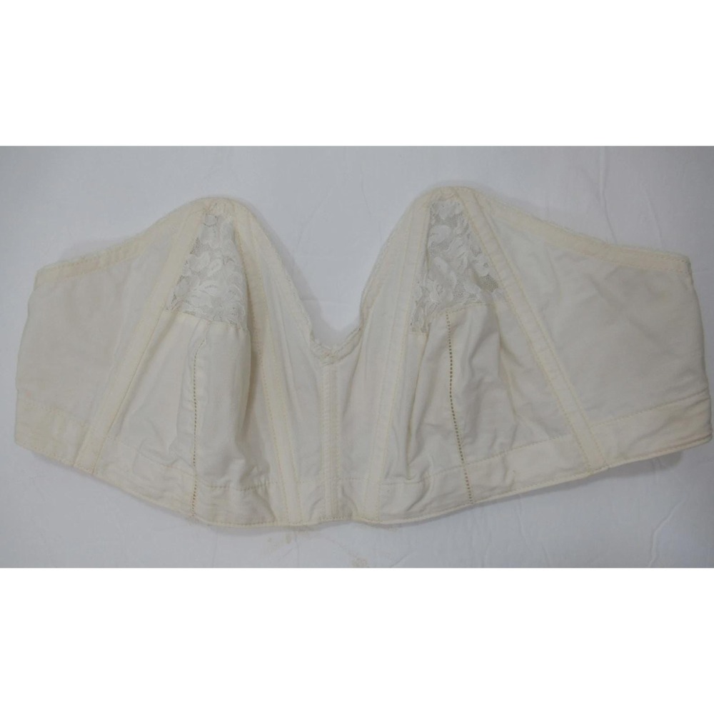 Vintage 40s 50s Maidenform Maidenette Strapless Bra 36B Cotton/Lace Ivory